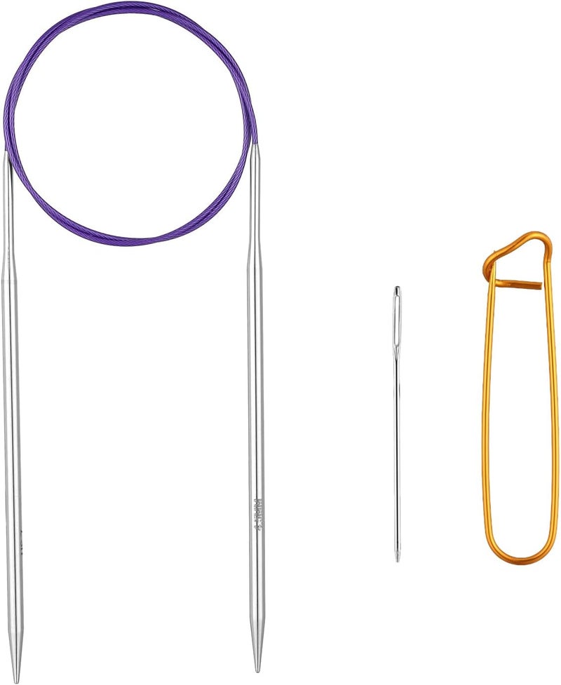 Stithoo Circular Knitting Needles 40inch (100cm) Stainless Steel Knitting Needles Size US 7 (4.5mm) with 1 Sturdy Stitch Holder - Image 1